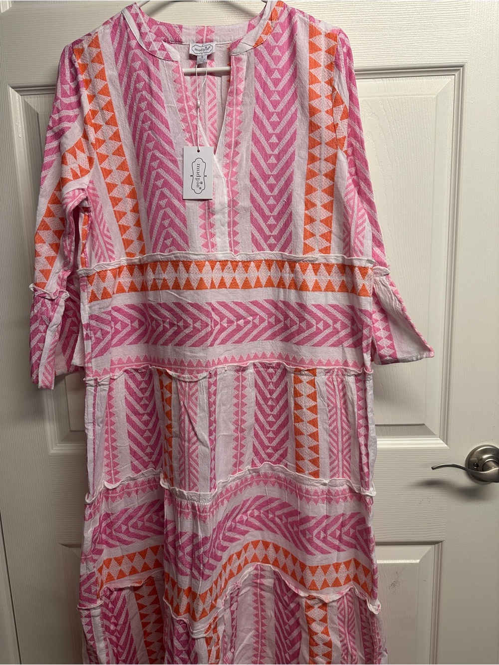 NWT* Pink & Orange Geometric Maxi Dress